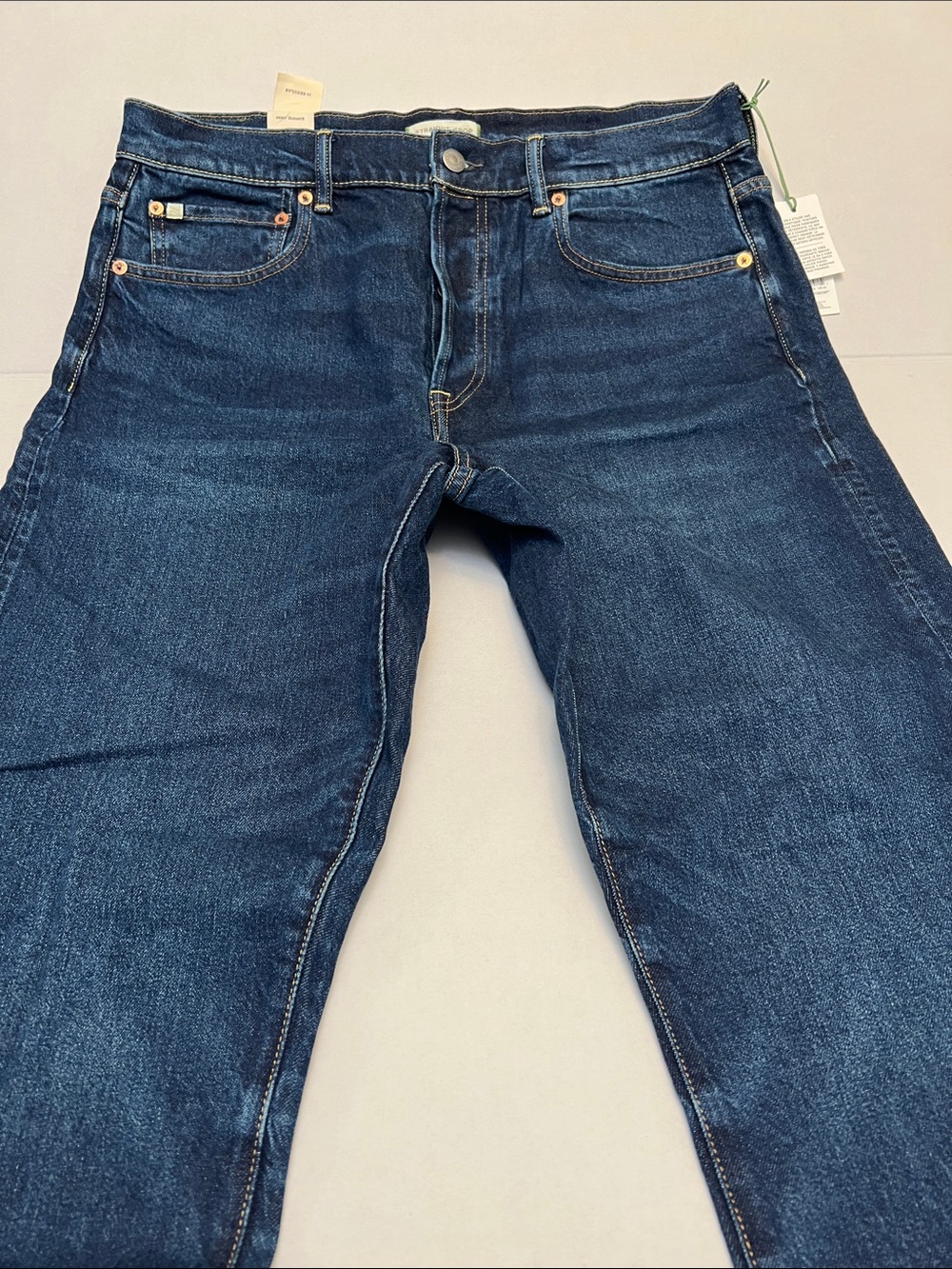 AE 77 AMERICAN EAGLE PREMIUM STRAIGHT CROP BUTTON FLY DENIM JEANS SIZE 14 - Picture 2 of 16